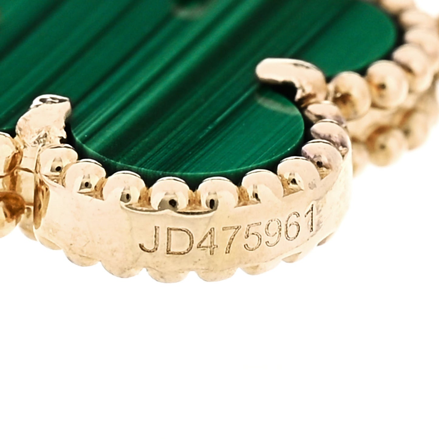 18K Yellow Gold Malachite 5 Motifs Vintage Alhambra Bracelet
