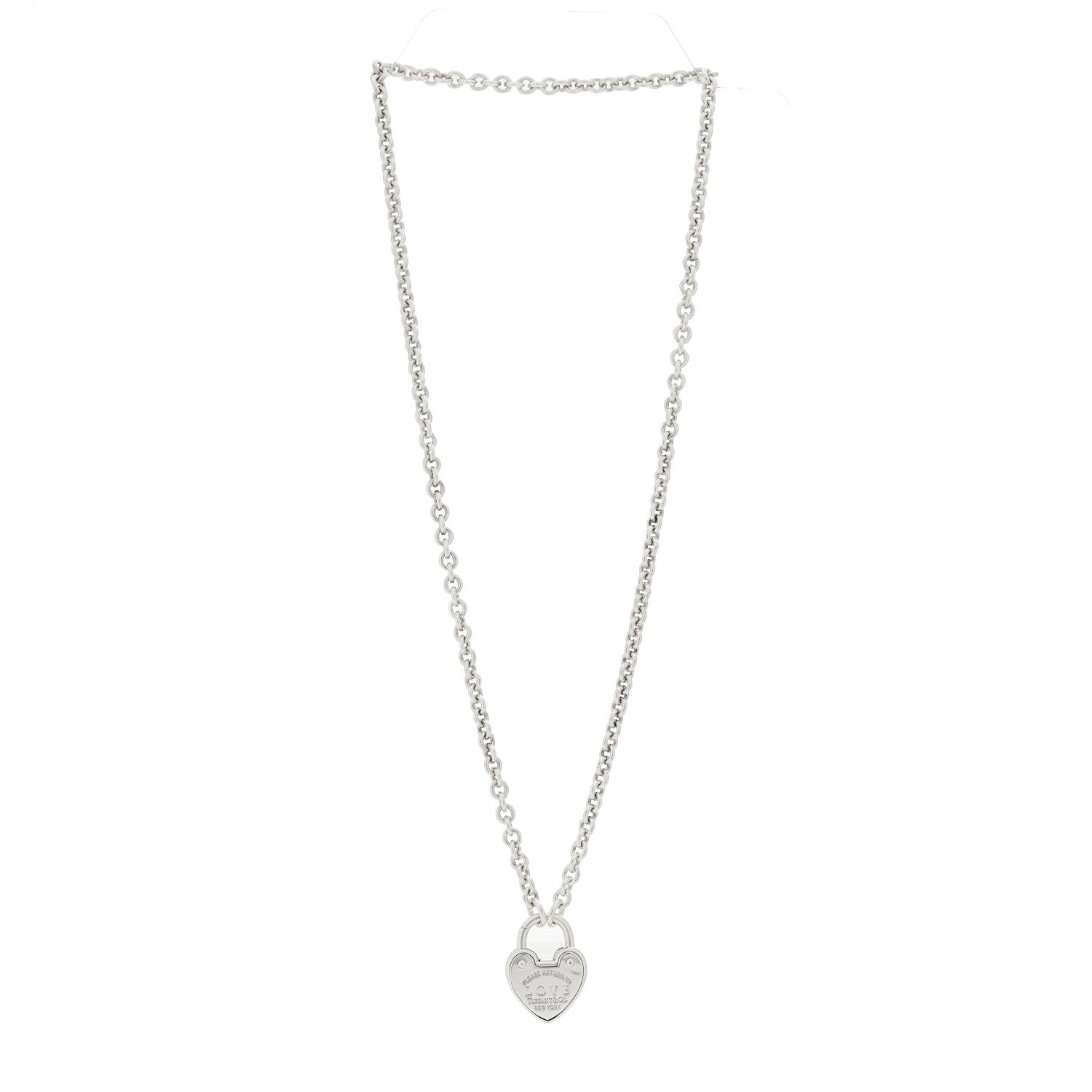 Tiffany Sterling Silver Return To Tiffany Love Heart Lock Pendant Necklace 3 of 5