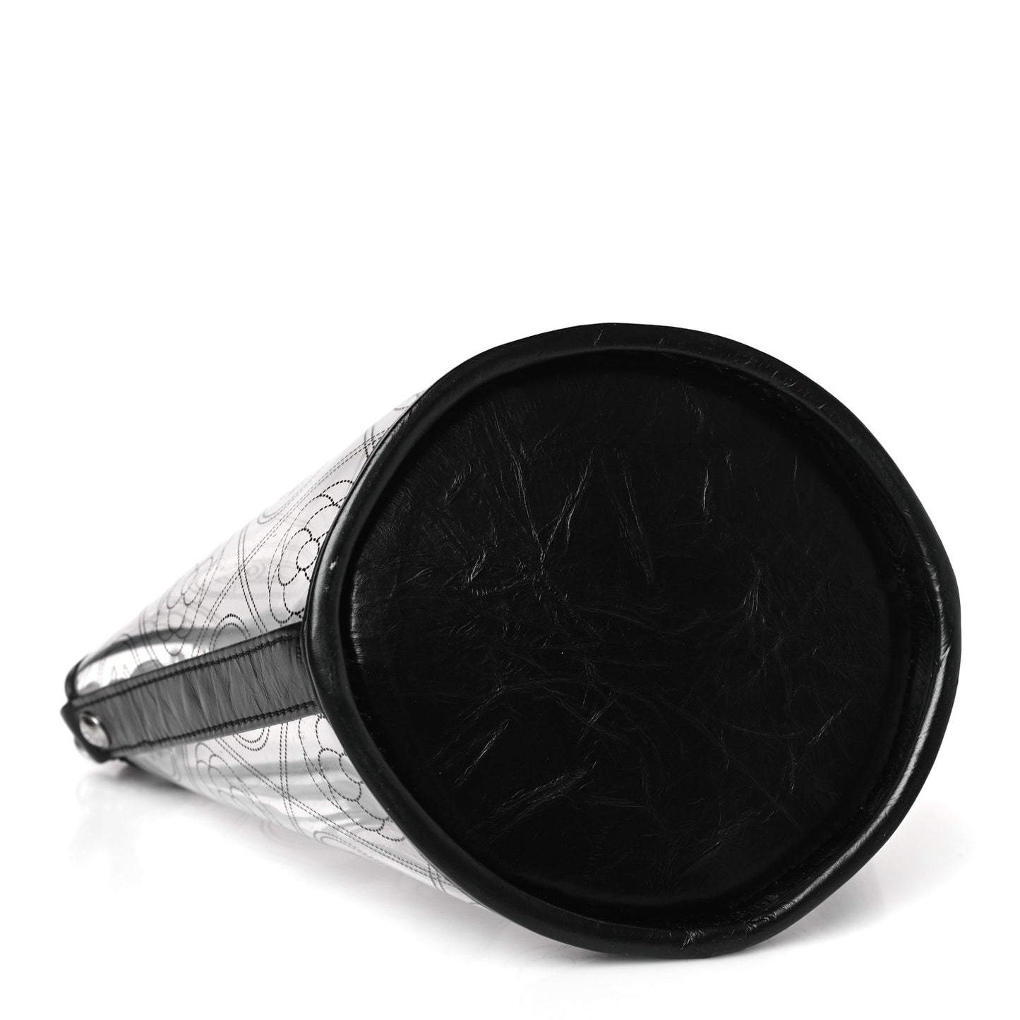 Crumpled Calfskin PVC Bucket Bag Black