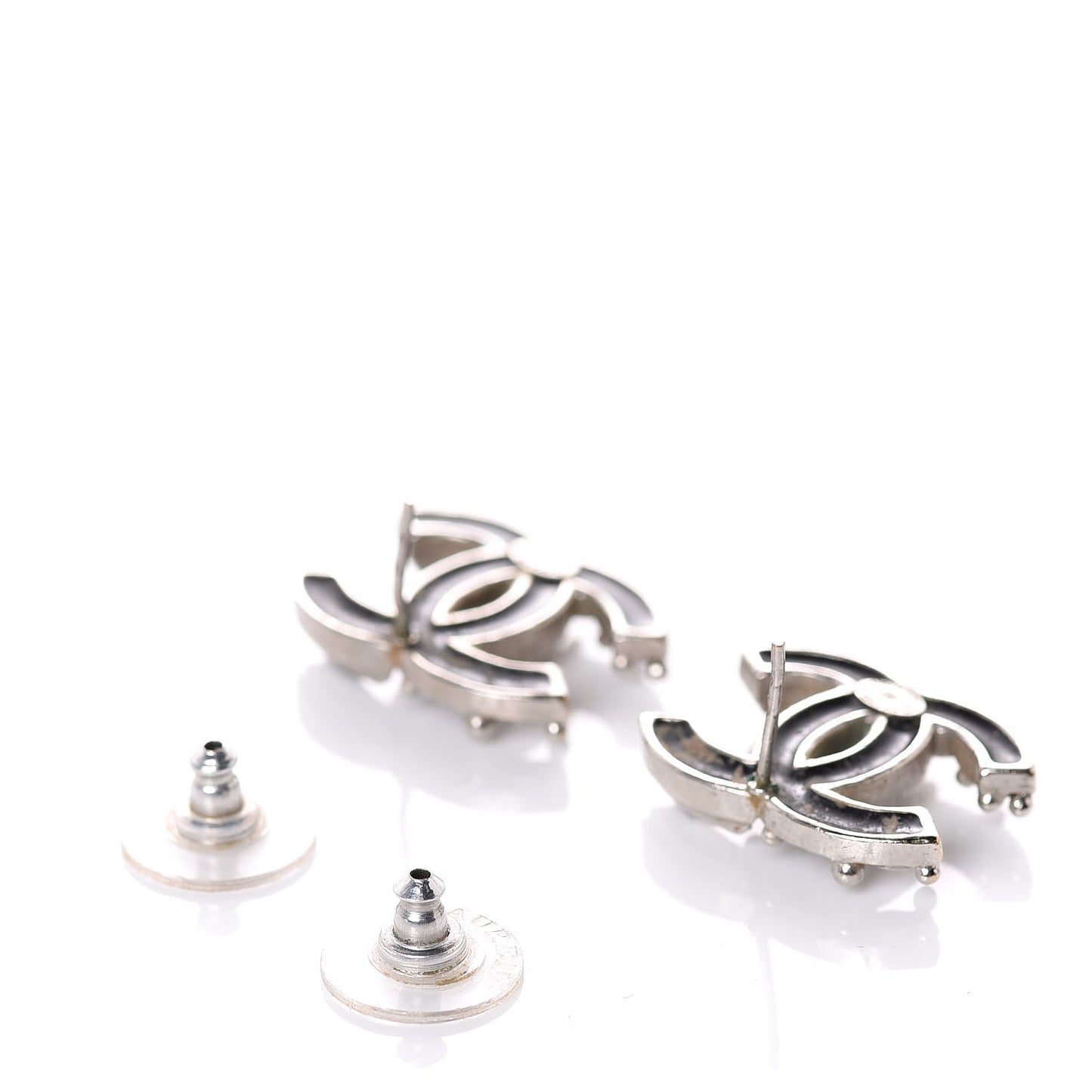 Enamel CC Earrings Black