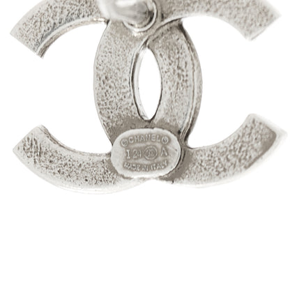 Chanel Metal Crystal CC Earrings Silver 4 of 5