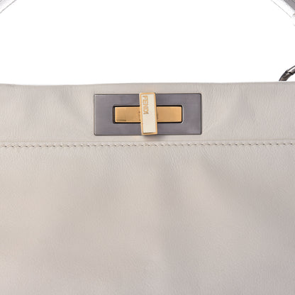 Fendi Goatskin Watersnake Large Peekaboo Iconic Satchel White 11 of 26