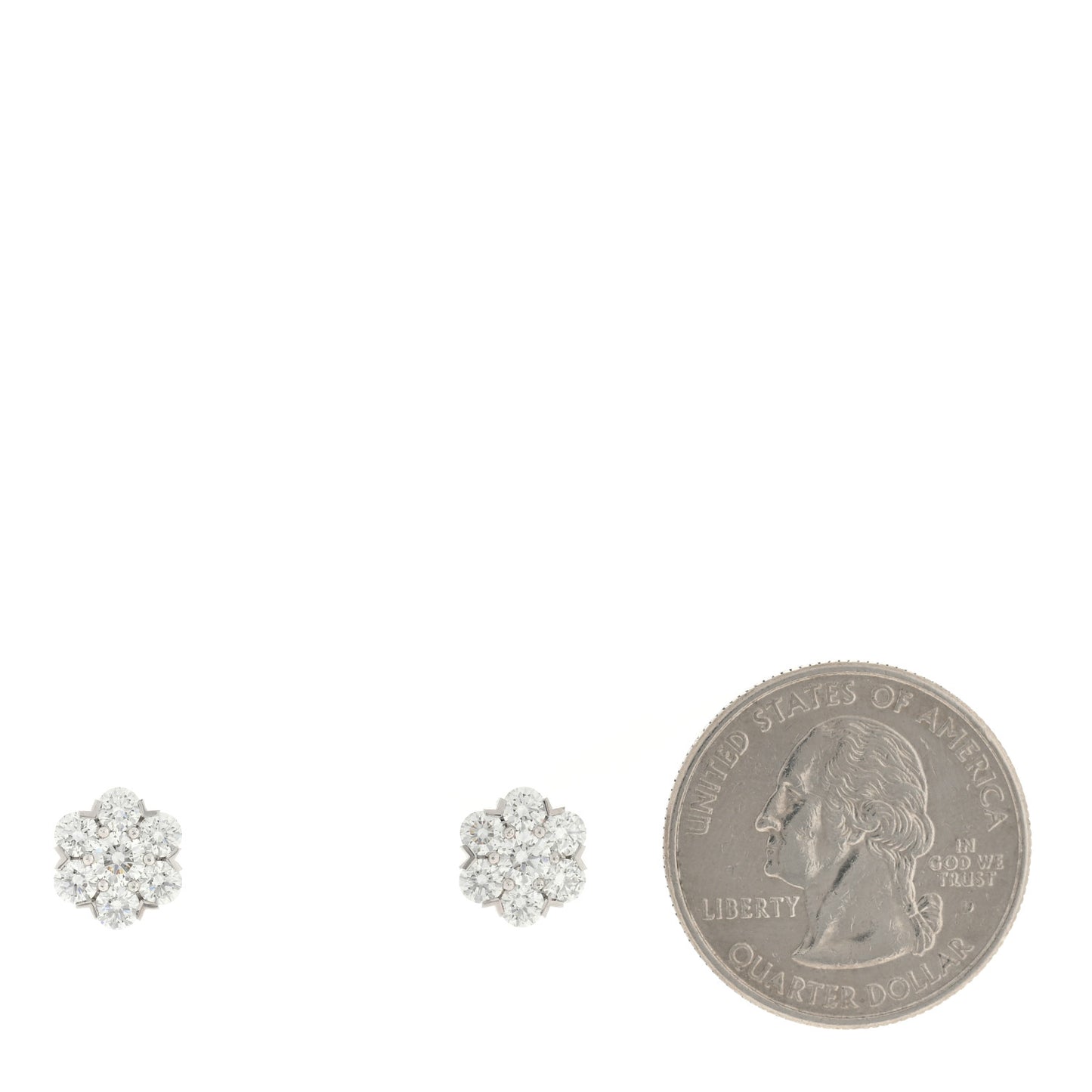 18K White Gold Diamond Fleurette Earrings