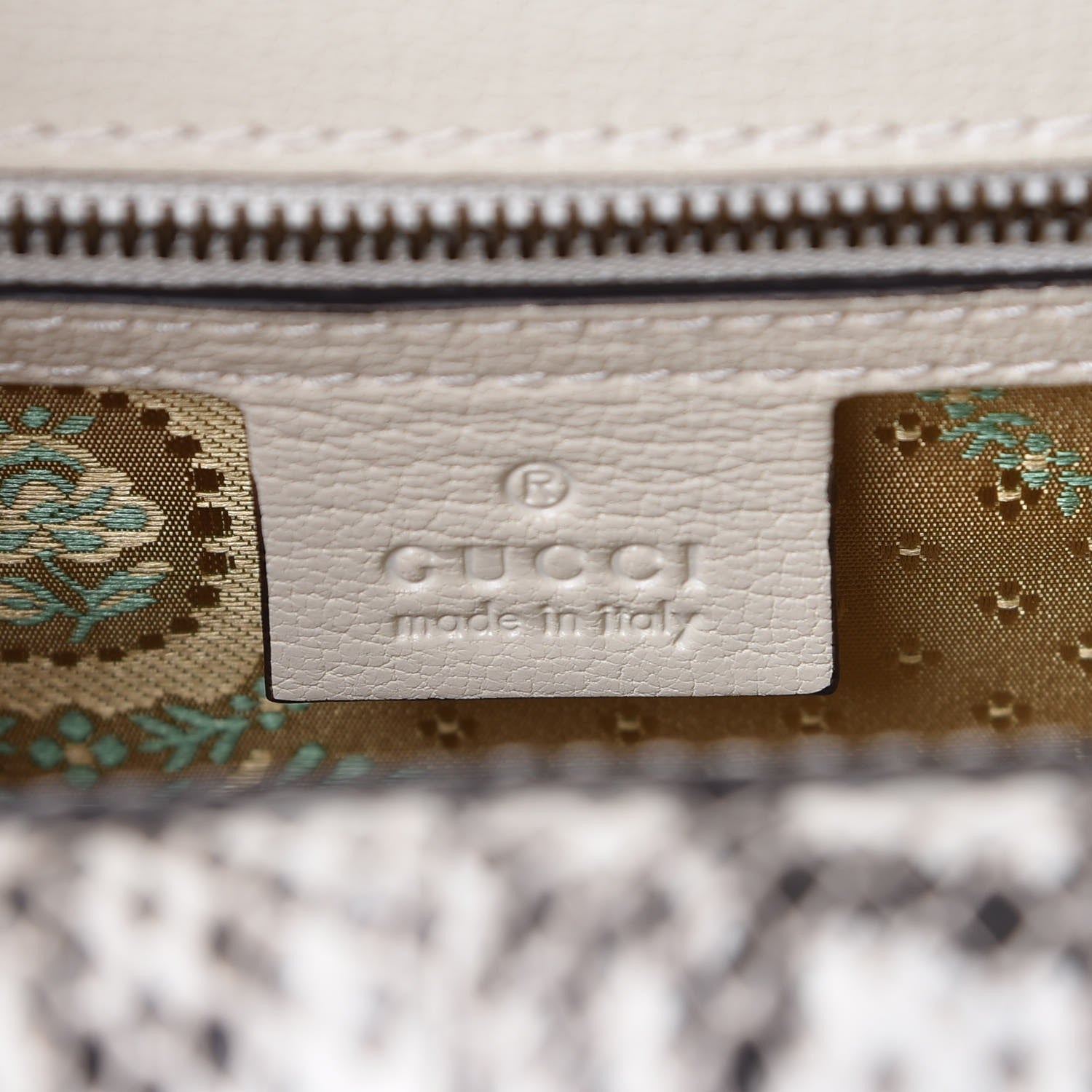 Gucci Calfskin Snakeskin Studded Small Ottilia Top Handle Bag White 7 of 12