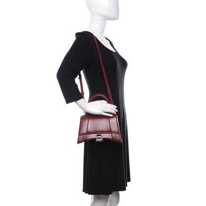 Balenciaga Shiny Box Calfskin Small Hourglass Top Handle Bag Dark Red 2 of 10