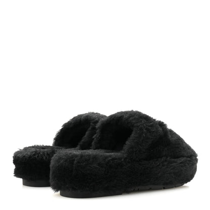 Chanel Shearling CC Flat Mules 35 Black 5 of 13