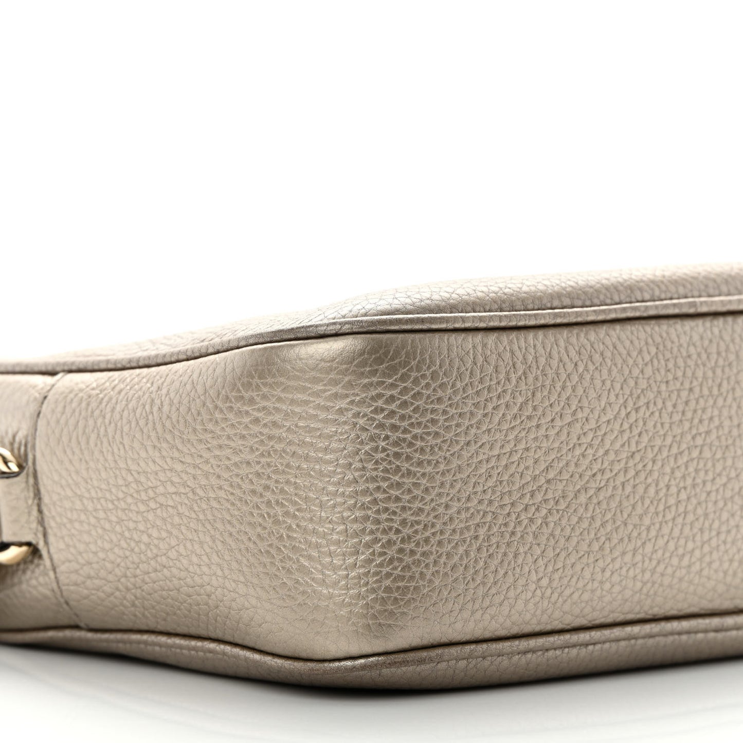 Metallic Pebbled Calfskin Small Soho Disco Bag Golden Beige