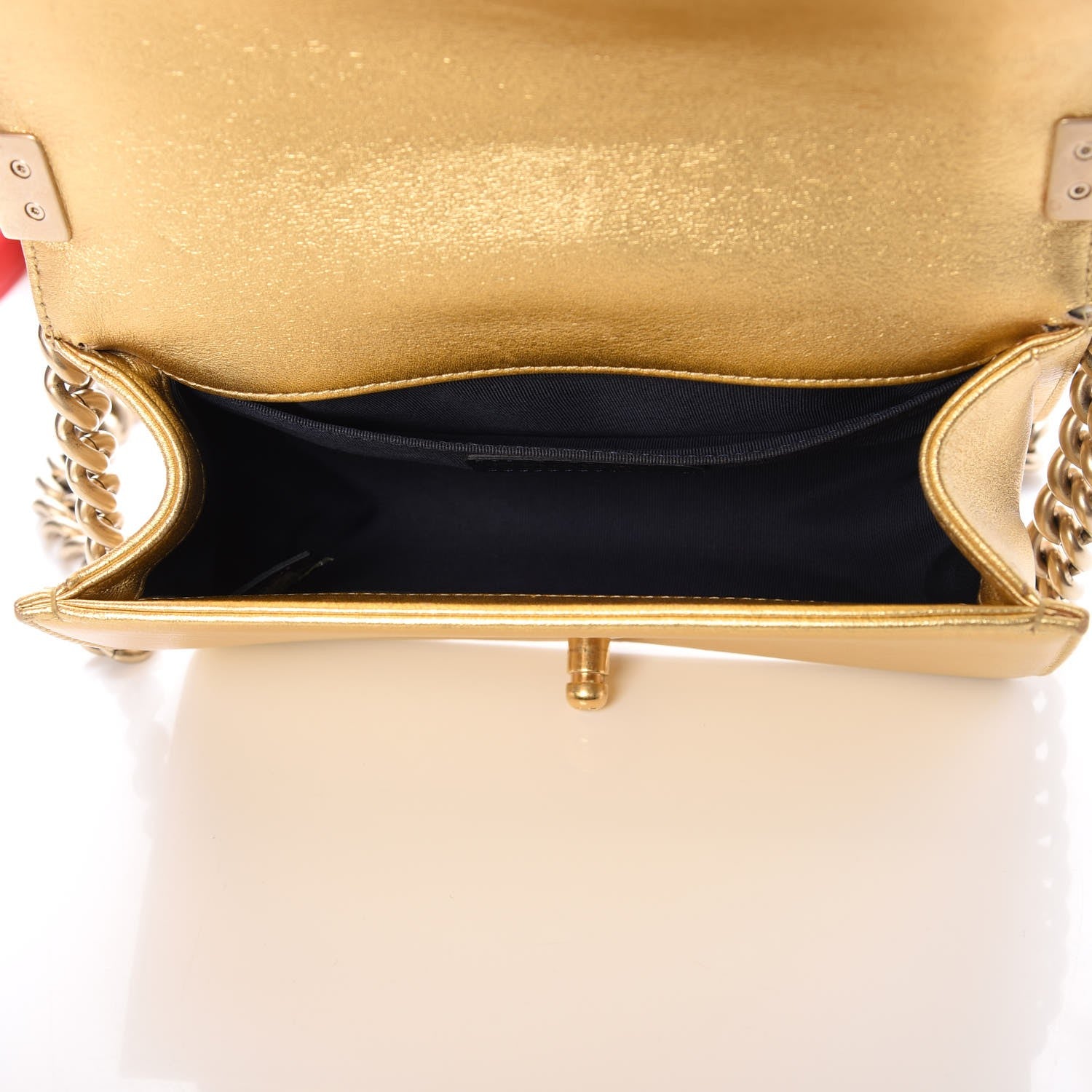Chanel Metallic Lambskin Embossed Small Cube Boy Flap Gold 5 of 7