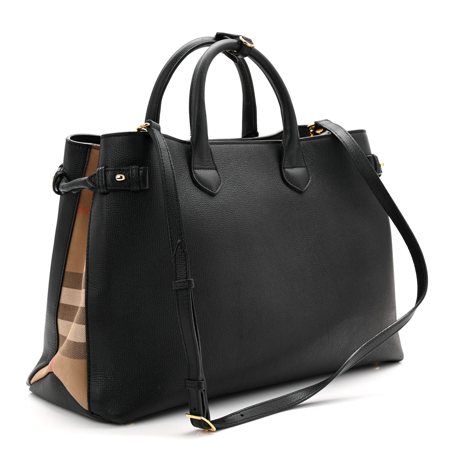 Derby Calfskin House Check Large Banner Tote Black