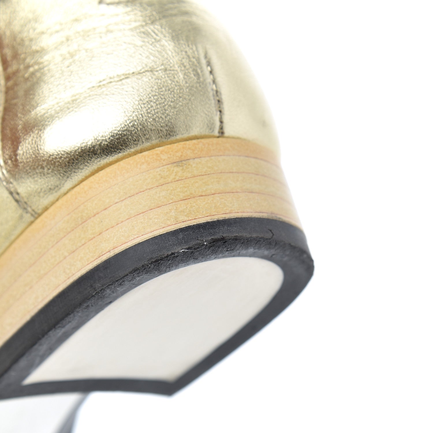 Chanel Metallic Lambskin CC Lace Up Oxfords 35.5 Dark Gold 12 of 13