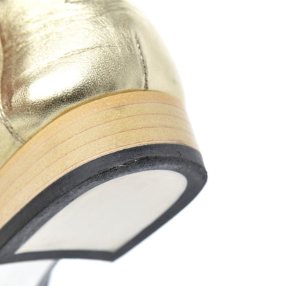 Chanel Metallic Lambskin CC Lace Up Oxfords 35.5 Dark Gold 12 of 13