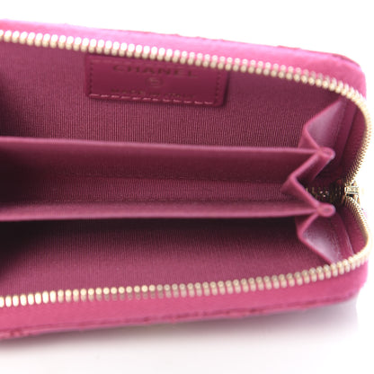 Chanel Lambskin Camellia Embossed Zip Coin Purse Fuchsia 5 of 12