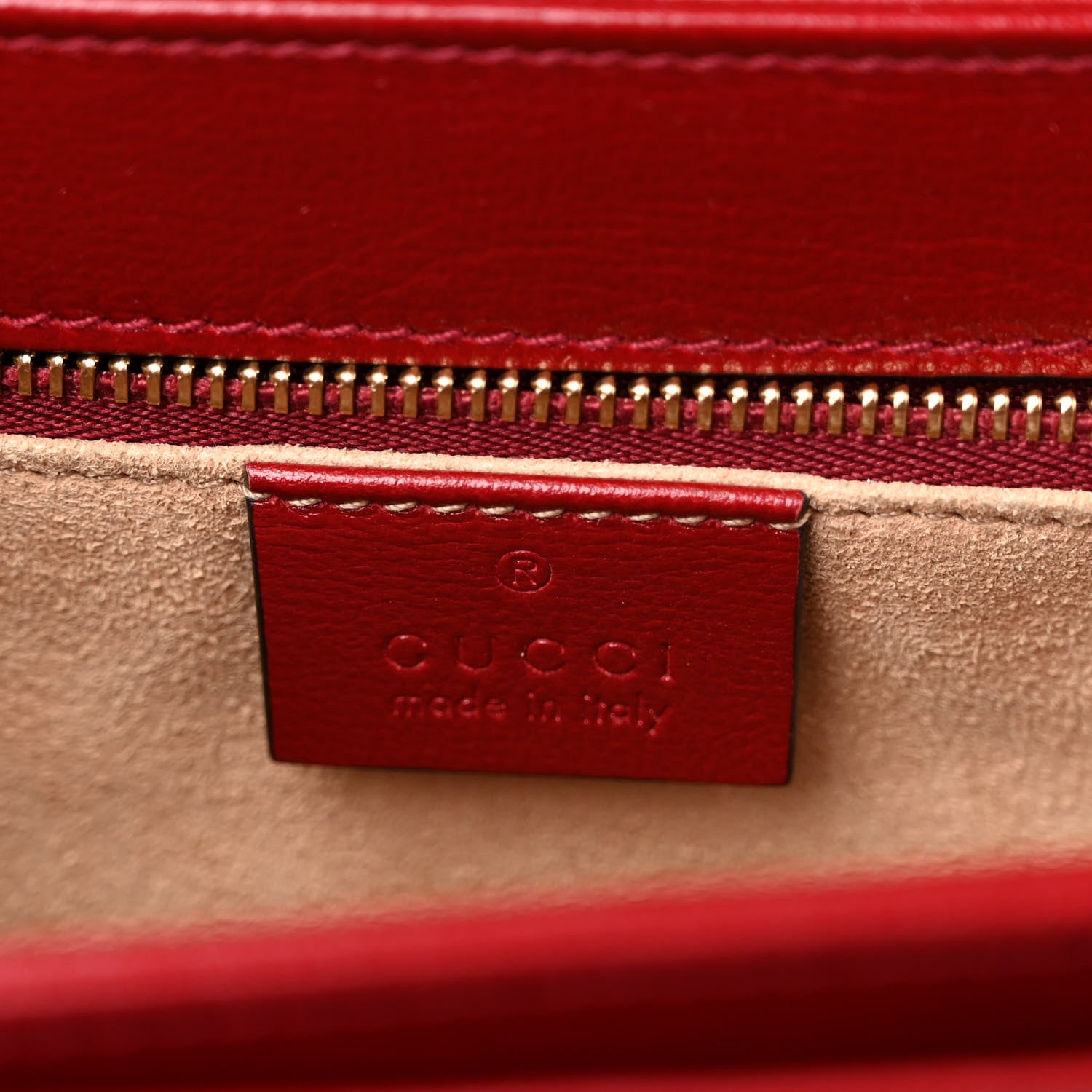 Gucci GG Supreme Monogram Azalea Calfskin Horsebit 1955 Shoulder Bag Beige Ebony New Cherry Red 6 of 11