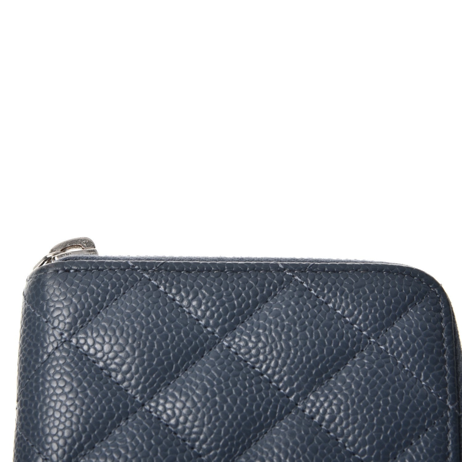 Chanel Caviar Quilted Large Gusset Zip Around Wallet Blue 9 of 10
