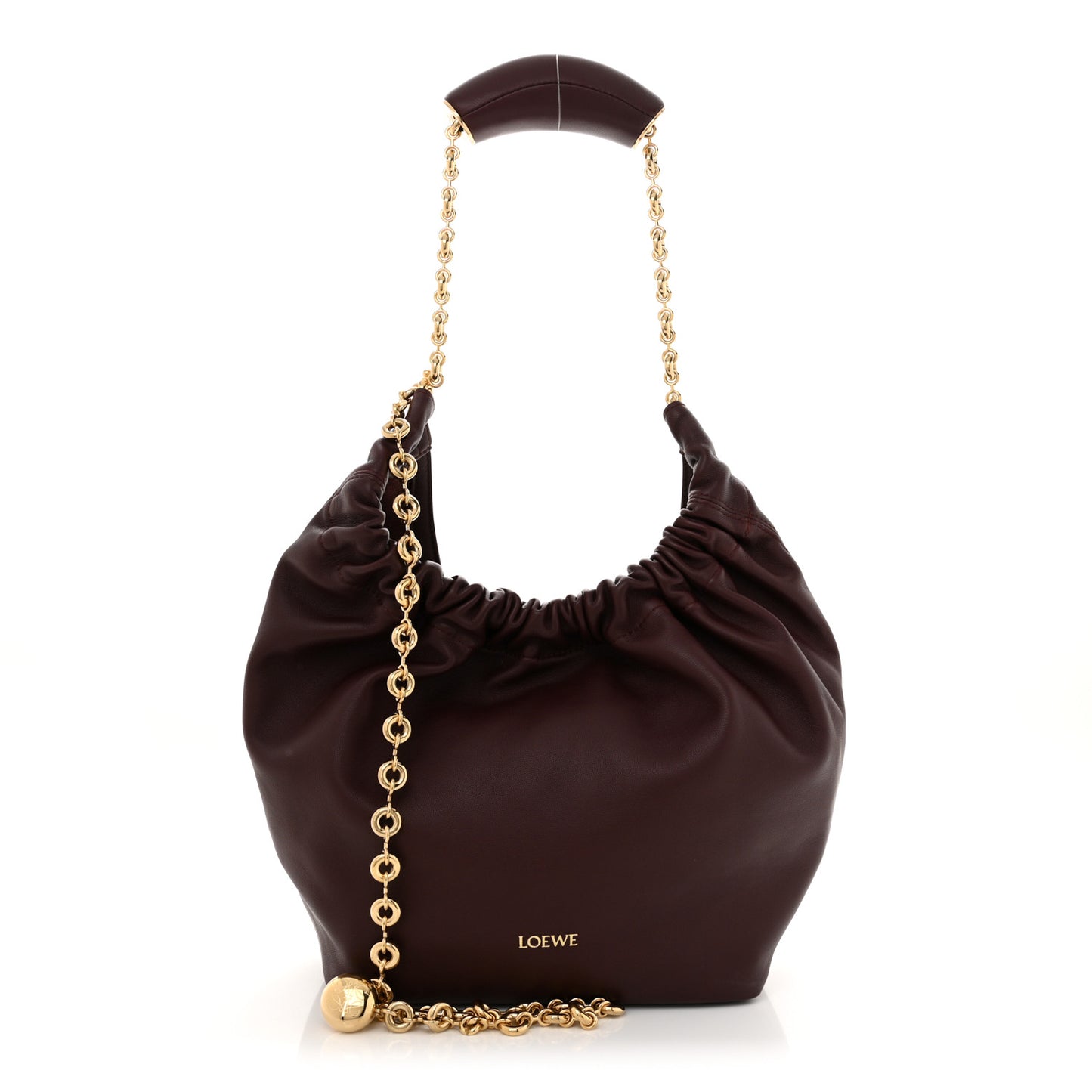 Buttery Nappa Lambskin Small Squeeze Bag Dark Burgundy