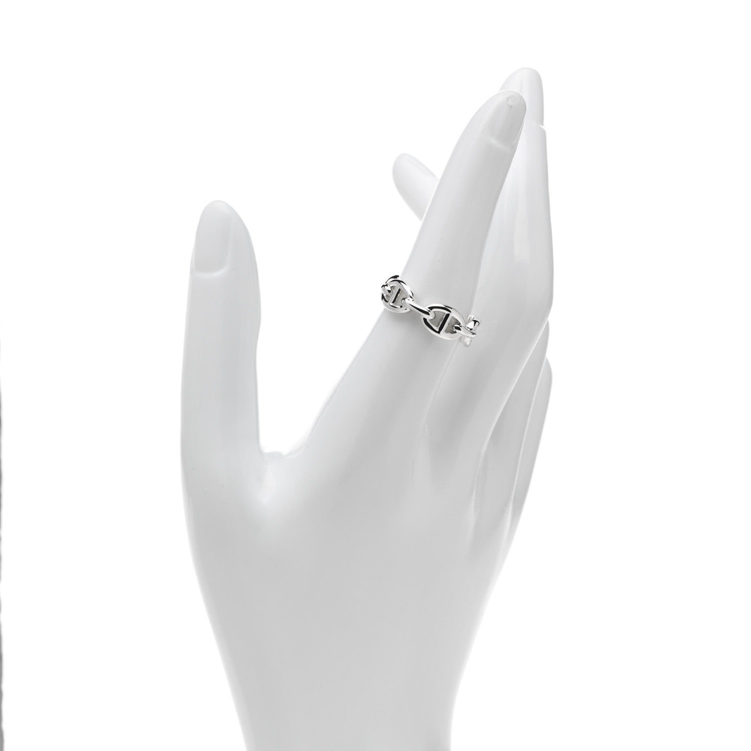 Hermes Sterling Silver PM Chaine d'Ancre Enchainee Band Ring 55 7.25 2 of 7