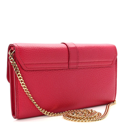 Chloe Shiny Grained Calfskin Aby Wallet on Chain Crimson Pink 3 of 11