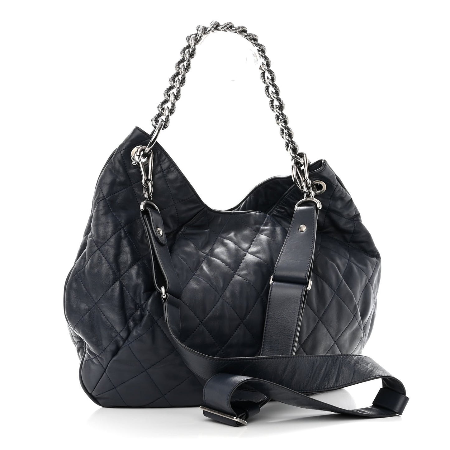 Calfskin Coco Pleats Hobo Dark Blue