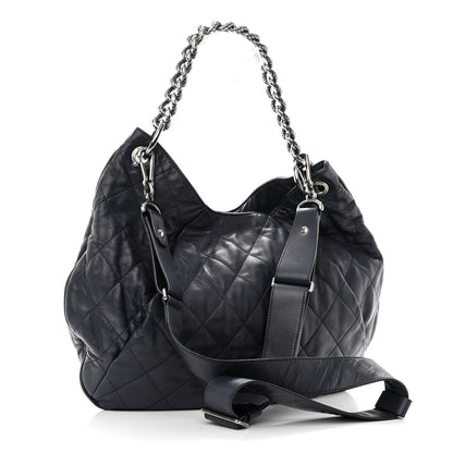 Chanel Calfskin Coco Pleats Hobo Dark Blue 3 of 10