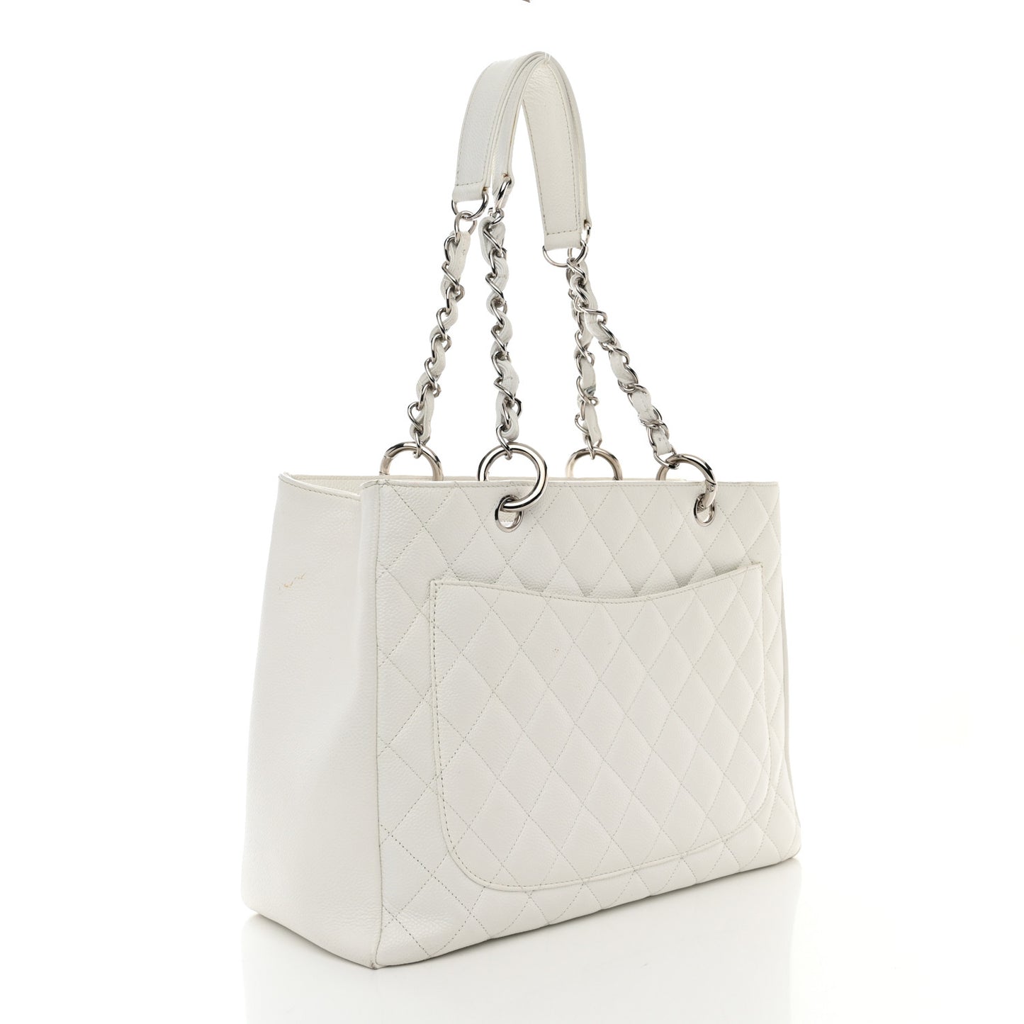 Caviar Quilted Grand Shopping Tote GST White