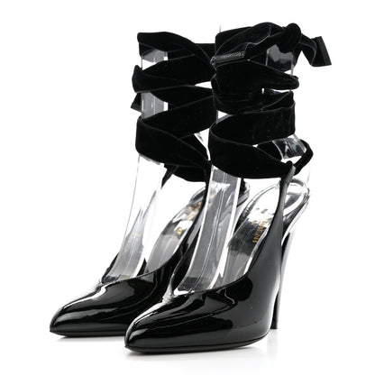 Saint Laurent Vernice Chiffon Venus Lace 110 Pumps 37.5 Black 3 of 9