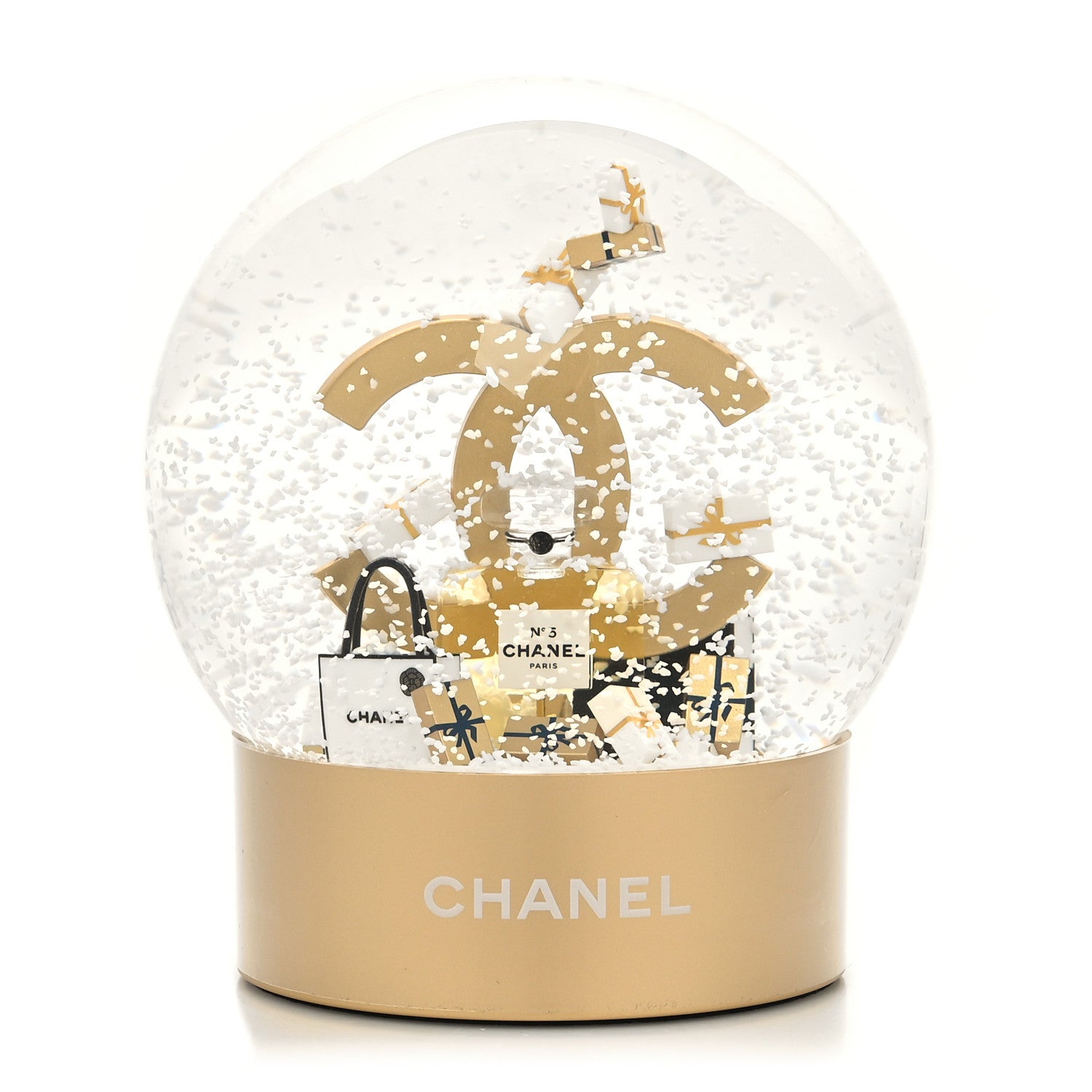 Chanel Glass CC Shopping Bag Snow Globe Gold 3 of 9