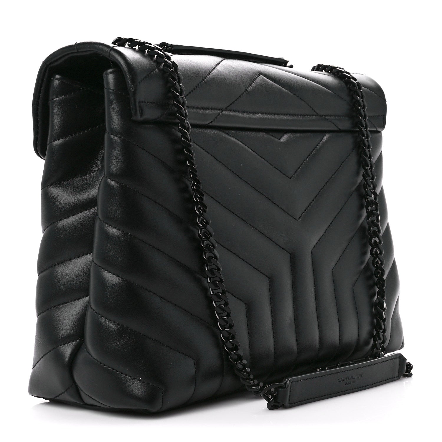 Saint Laurent Calfskin Y Quilted Monogram Monochrome Medium Loulou Chain Satchel Black 3 of 11