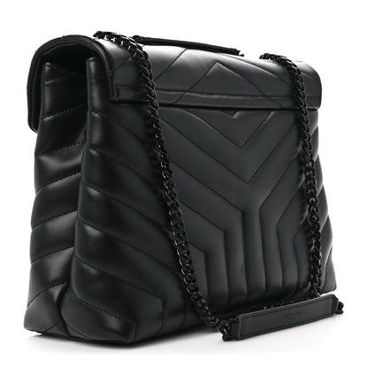Saint Laurent Calfskin Y Quilted Monogram Monochrome Medium Loulou Chain Satchel Black 3 of 11