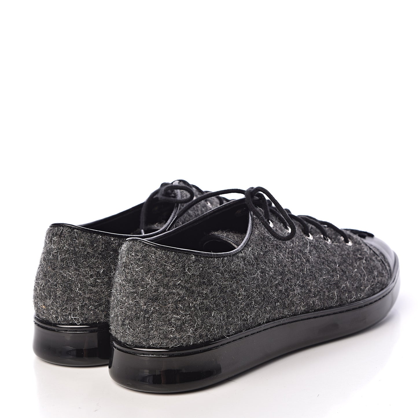 Fabric Calfskin Low Top Sneakers 39 Dark Grey