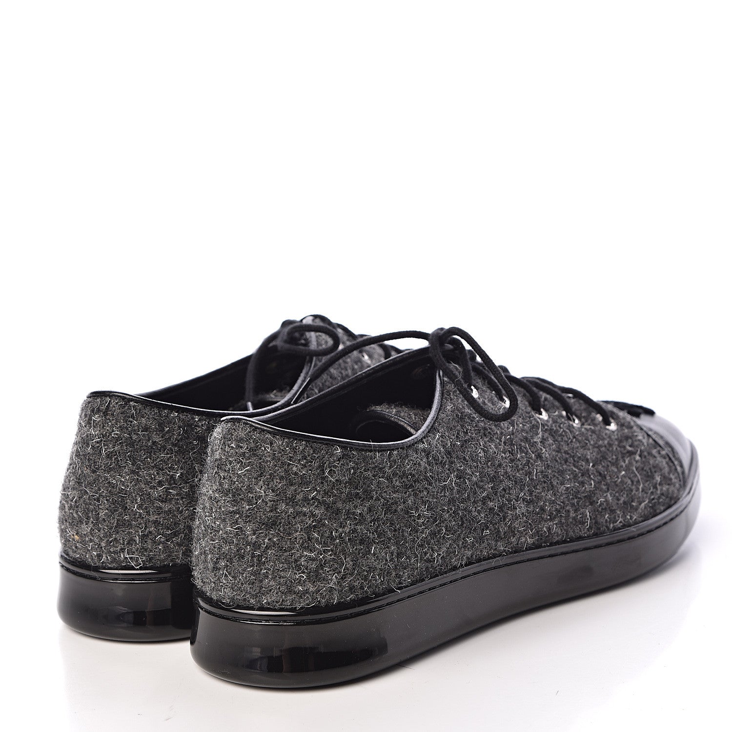 Chanel Fabric Calfskin Low Top Sneakers 39 Dark Grey 4 of 9