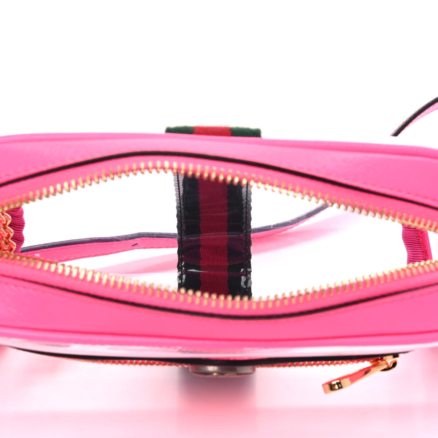 Vinyl Web Mini Ophidia Transparent Shoulder Bag Fluorescent Fuchsia