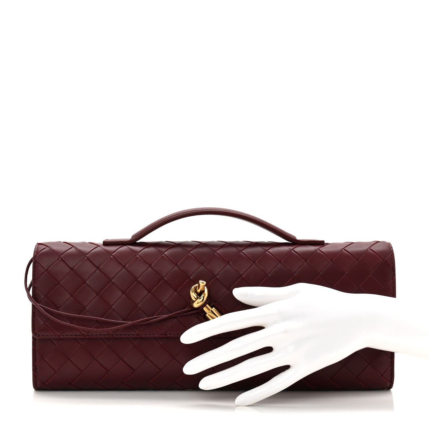 Bottega Veneta Nappa Intrecciato Long Andiamo Top Handle Clutch Barolo 2 of 6