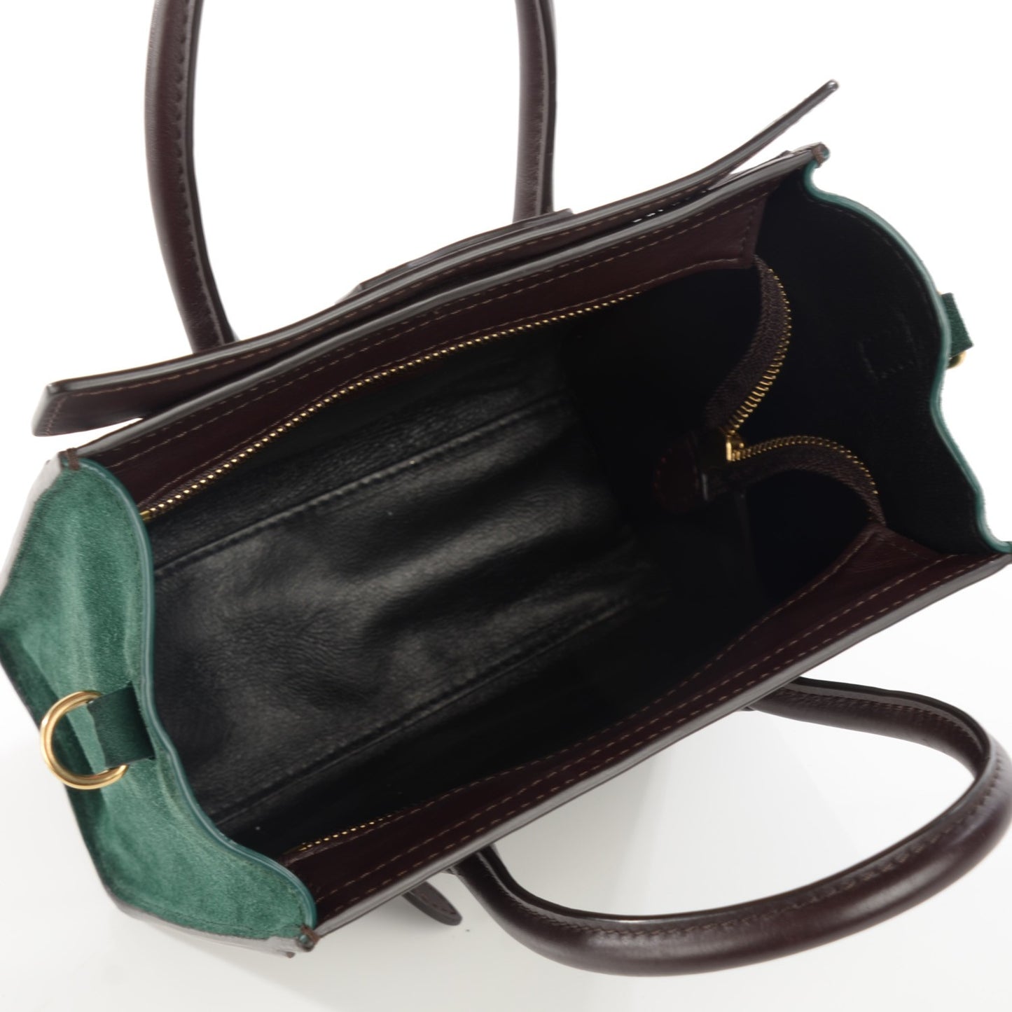Smooth Calfskin Suede Nano Tri-Color Luggage Burgundy