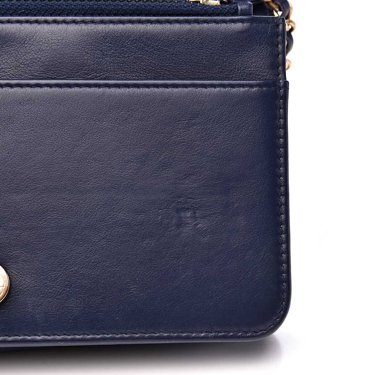 Lambskin Quilted Boy Wallet On Chain WOC Navy Blue