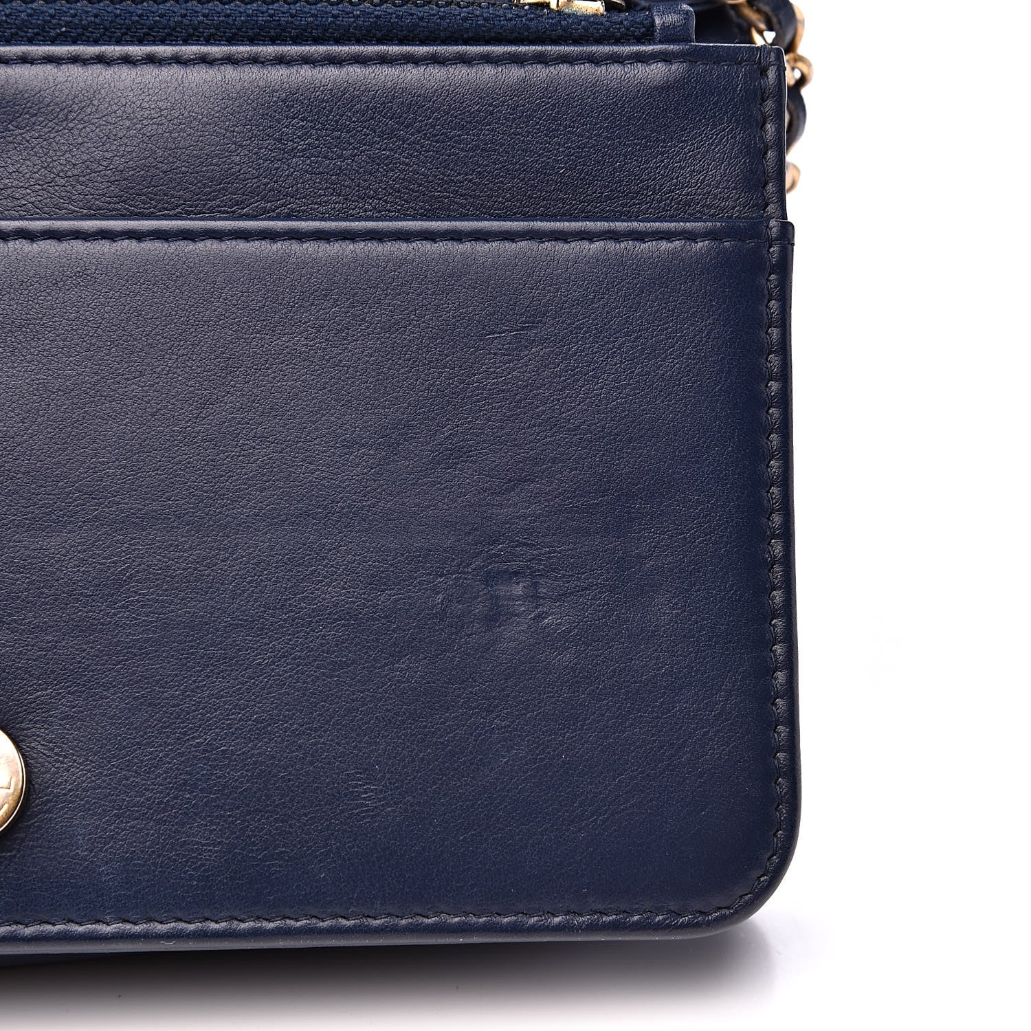 Chanel Lambskin Quilted Boy Wallet On Chain WOC Navy Blue 13 of 14