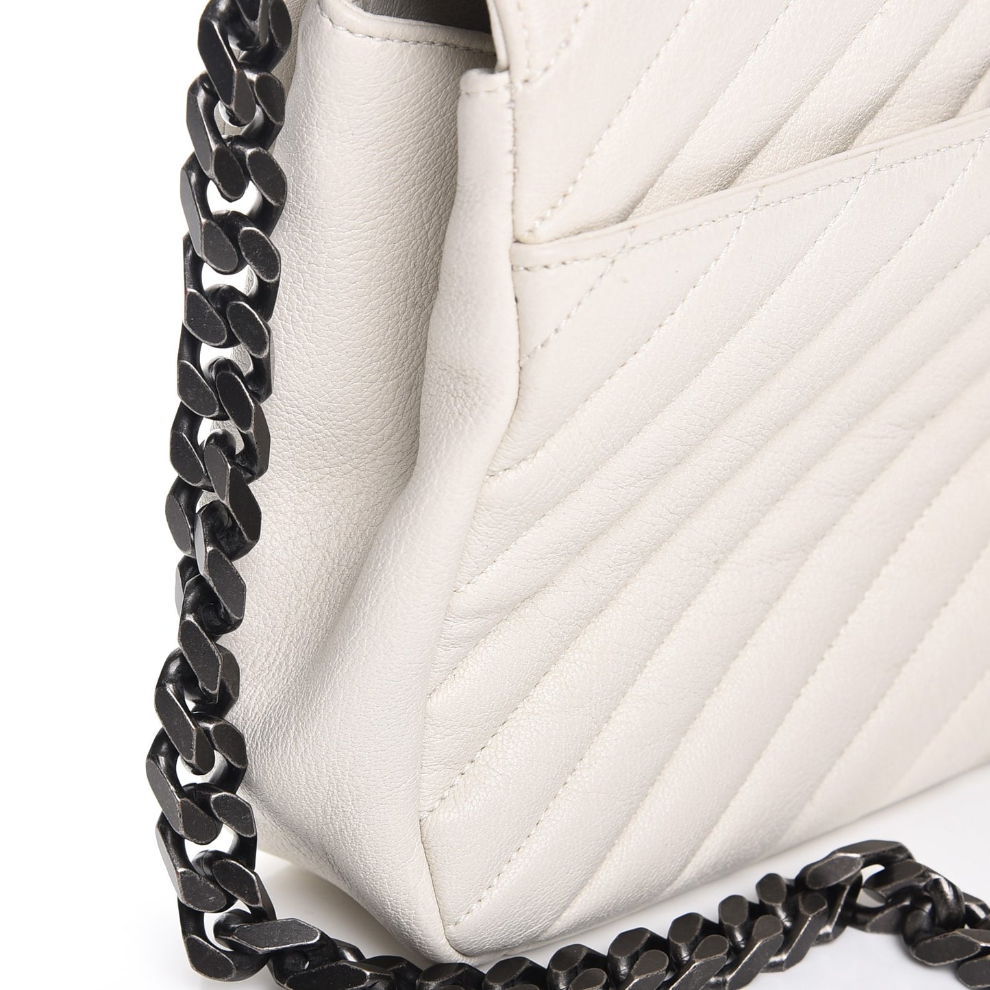Sheepskin Matelasse Monogram Medium College Bag Dove White