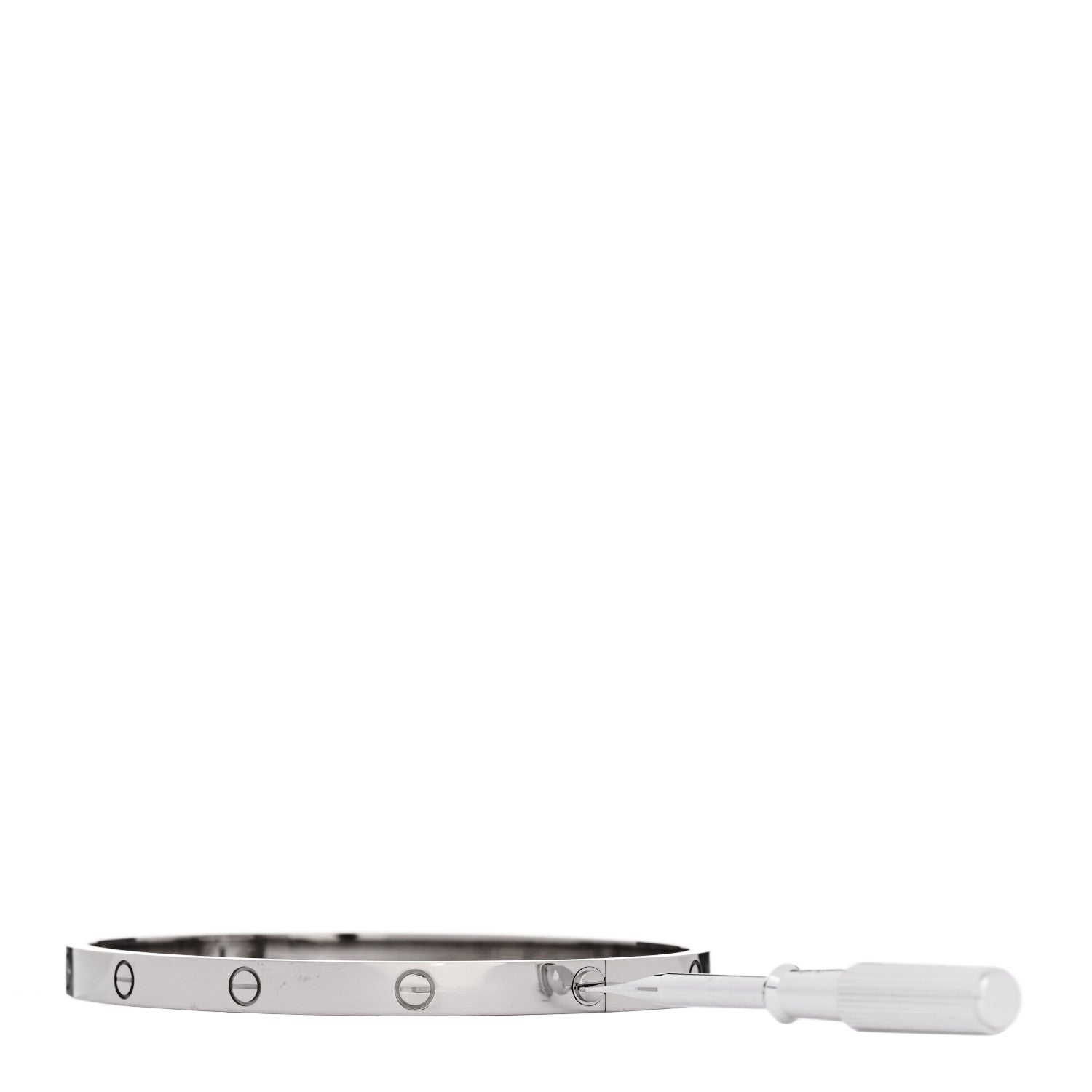 Cartier 18K White Gold LOVE Single Screw Bracelet 19 3 of 9