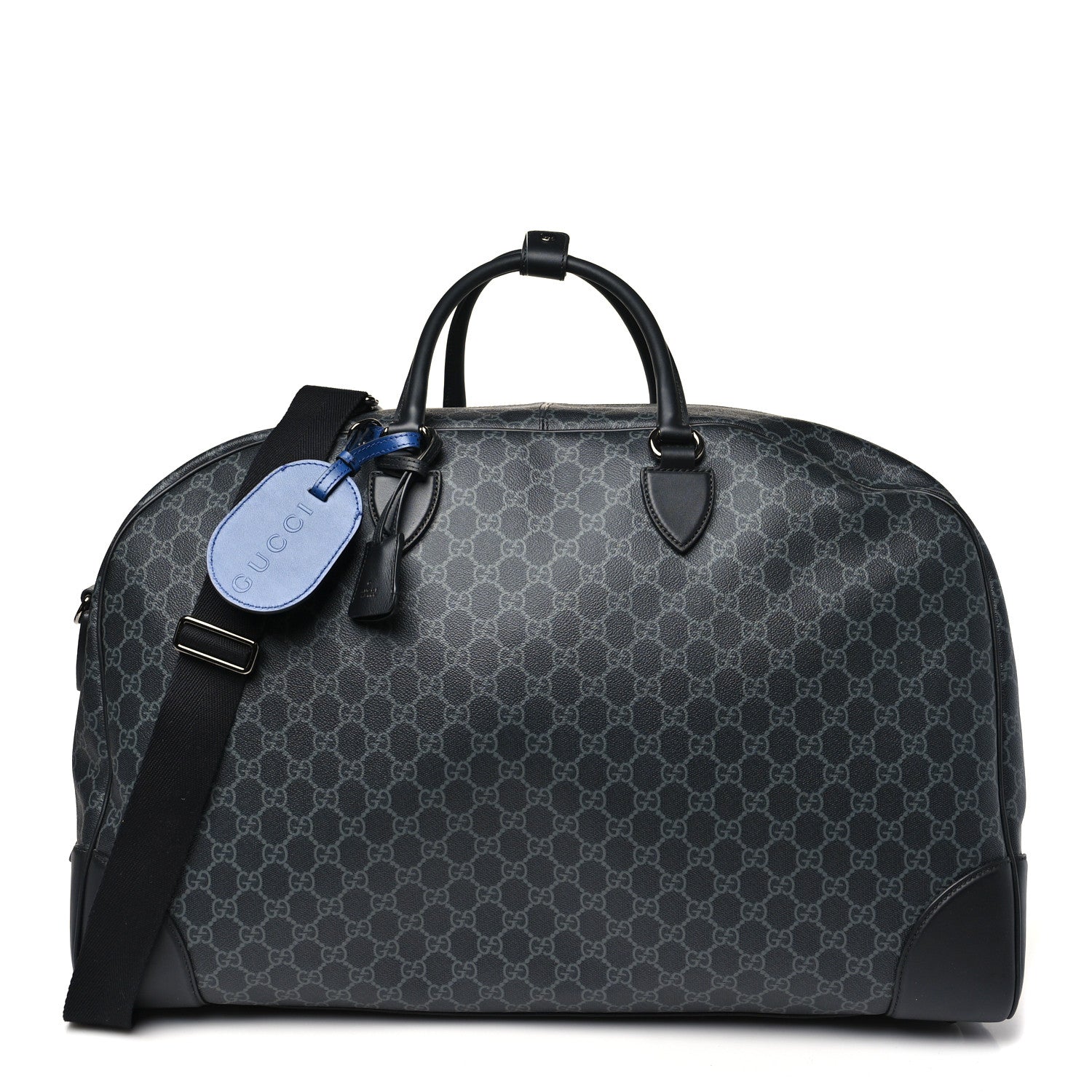 Gucci GG Supreme Monogram Calfskin GG Emblem Large Duffle Bag Black Grey 1 of 9