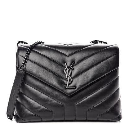 Saint Laurent Calfskin Y Quilted Monogram Small Loulou Chain Satchel Black 1 of 10