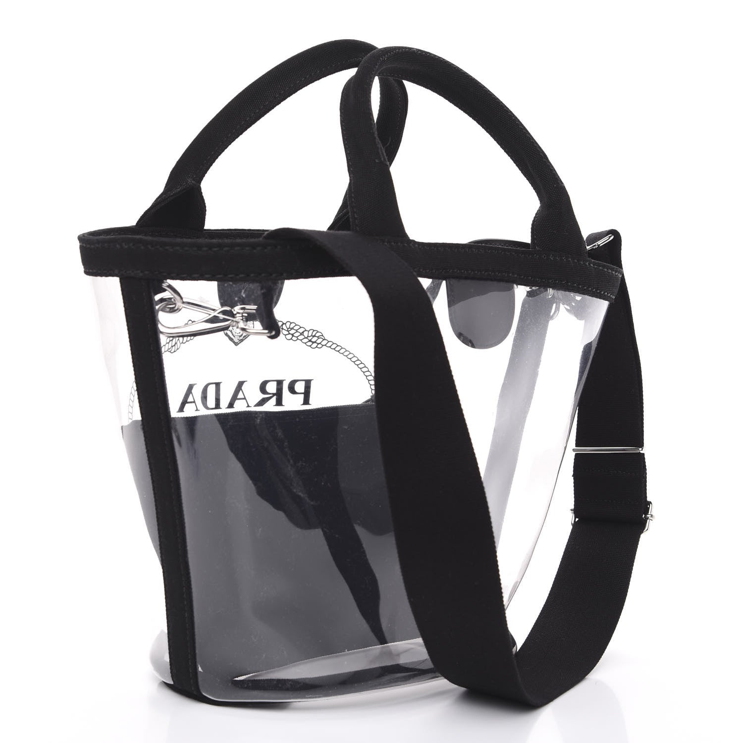 Prada Plexiglass Canapa Small Shopper Tote Black 2 of 7