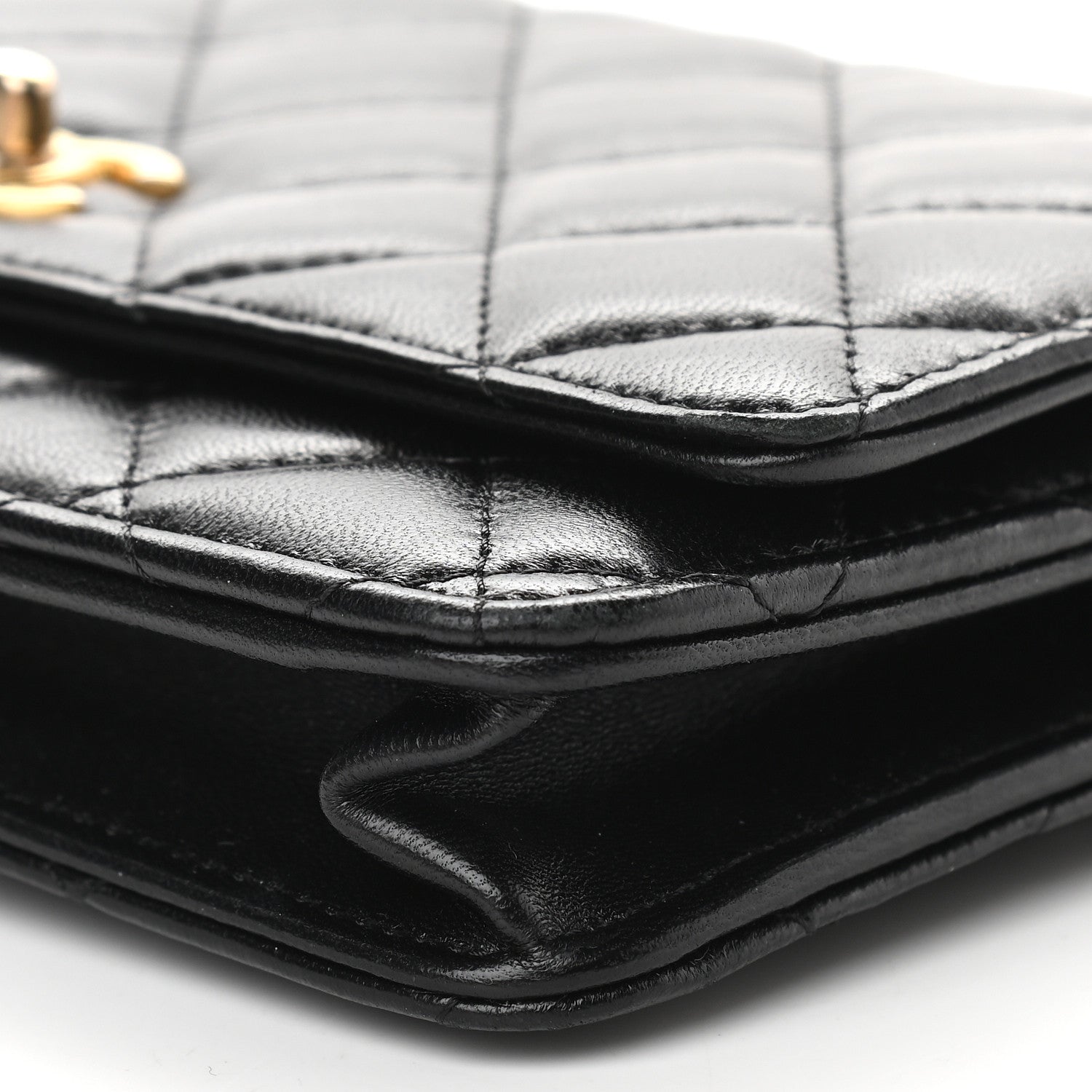 Chanel Lambskin Quilted CC Pearl Crush Wallet on Chain WOC Black 10 of 10