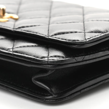 Chanel Lambskin Quilted CC Pearl Crush Wallet on Chain WOC Black 10 of 10