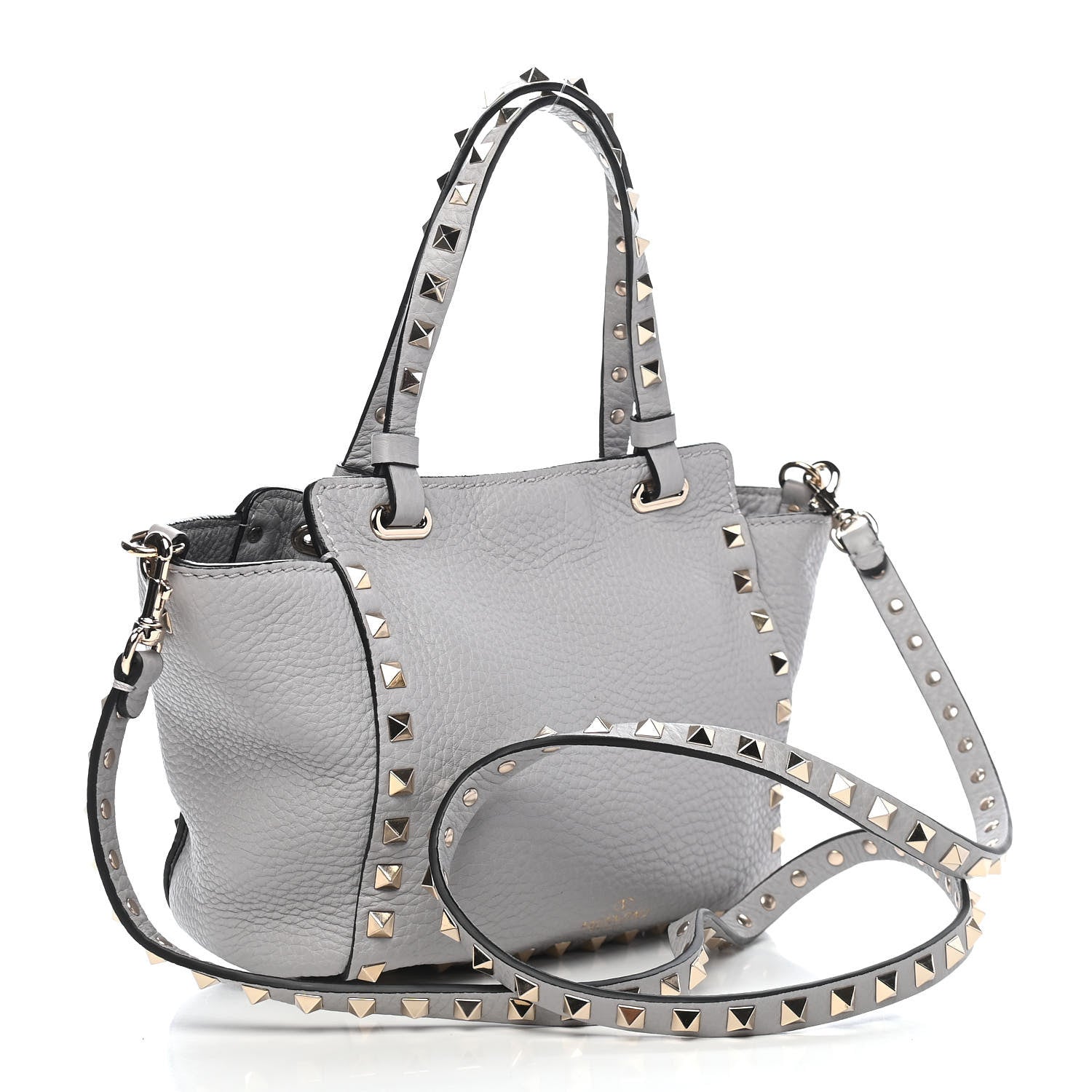 Valentino Garavani Grained Calfskin Mini Rockstud Tote Pastel Grey 2 of 7