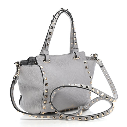 Valentino Garavani Grained Calfskin Mini Rockstud Tote Pastel Grey 2 of 7