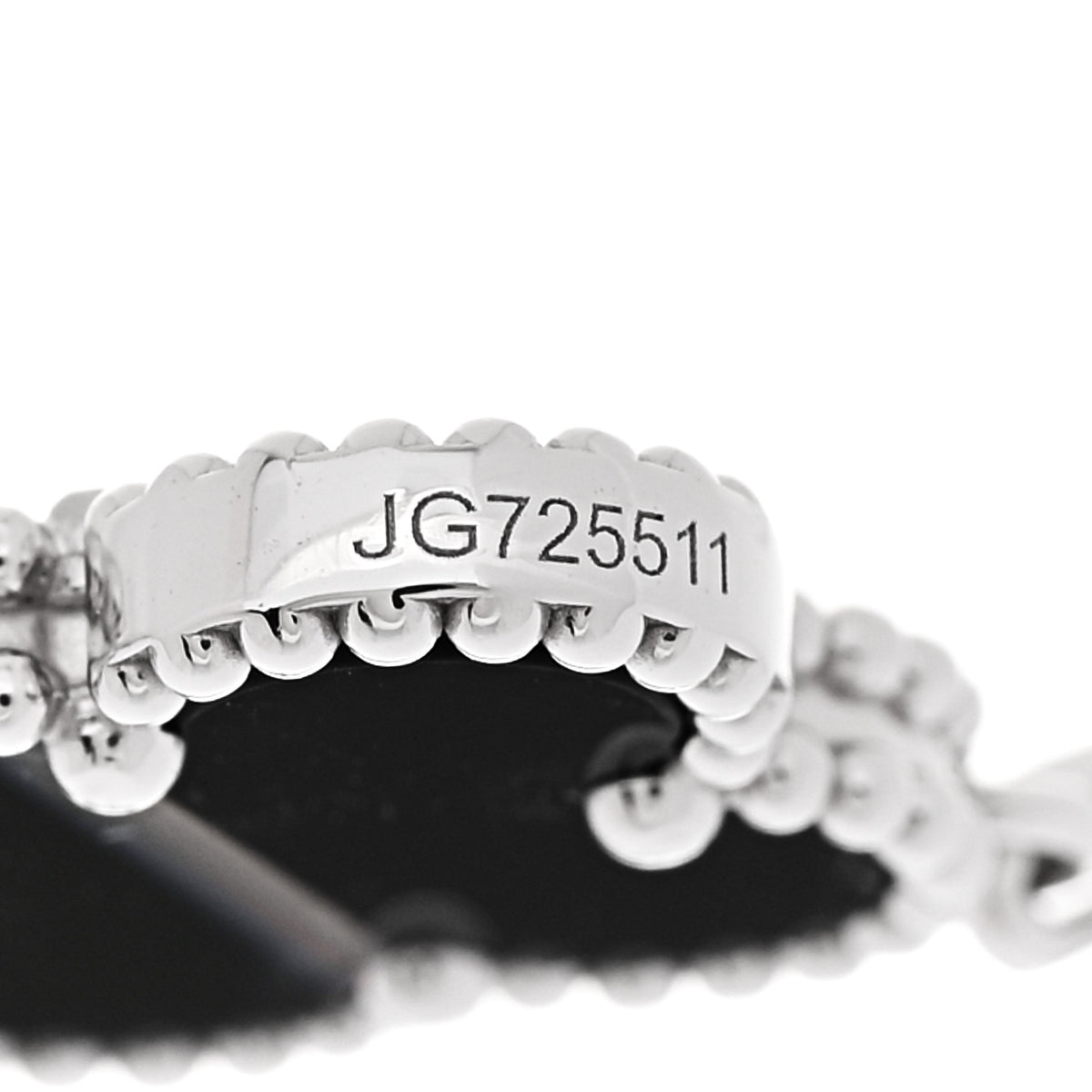 18K White Gold Veined Black Onyx 5 Motifs Vintage Alhambra Bracelet