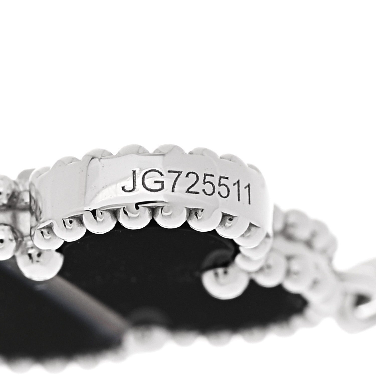 Van Cleef & Arpels 18K White Gold Veined Black Onyx 5 Motifs Vintage Alhambra Bracelet 5 of 6