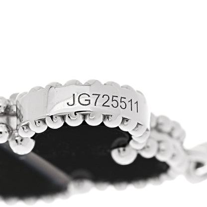 Van Cleef & Arpels 18K White Gold Veined Black Onyx 5 Motifs Vintage Alhambra Bracelet 5 of 6