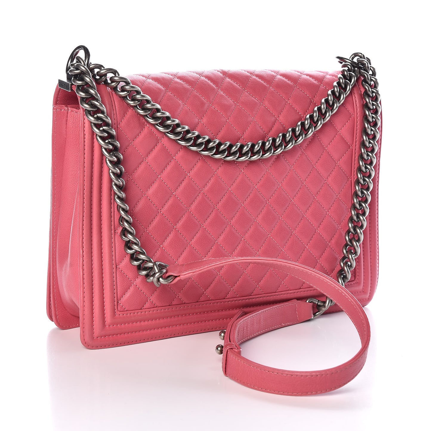 Calfskin Quilted Large Boy Flap Pink