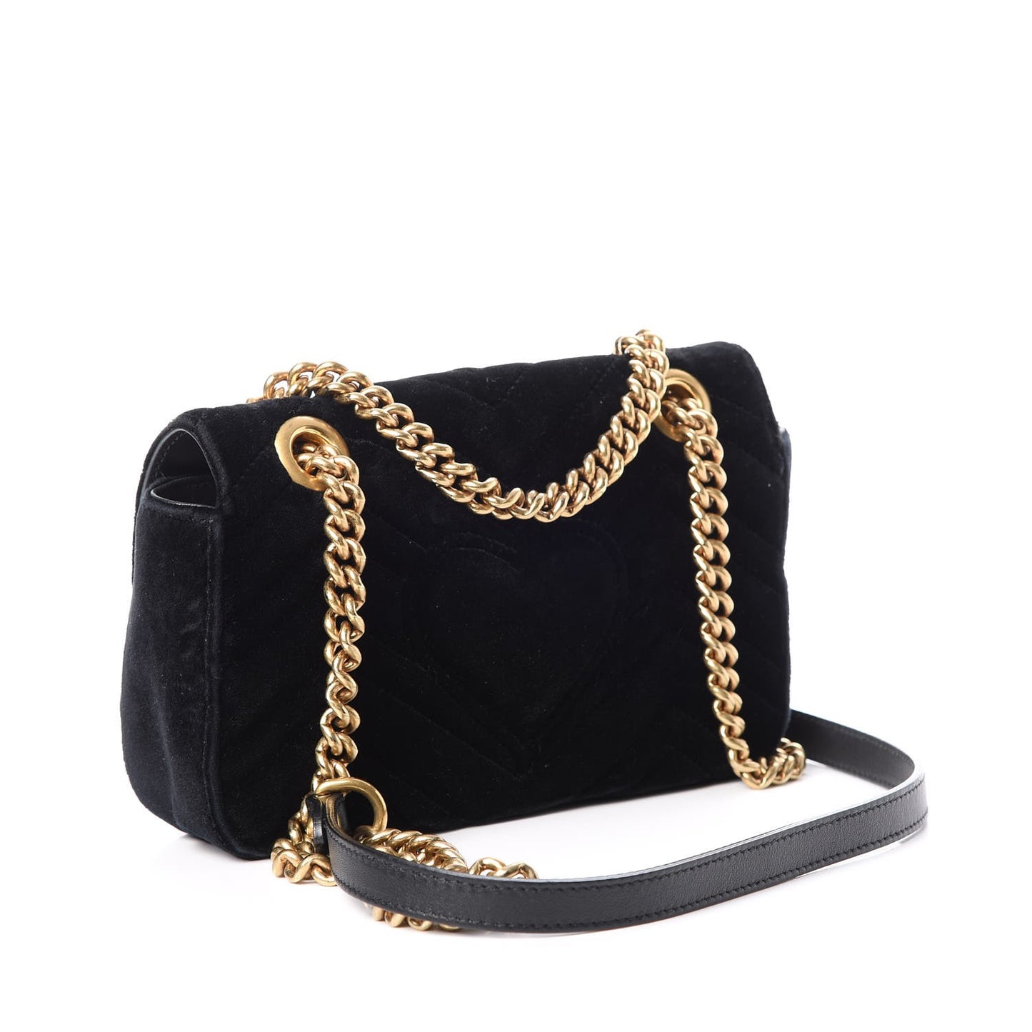 Velvet Matelasse Mini GG Marmont Shoulder Bag Black