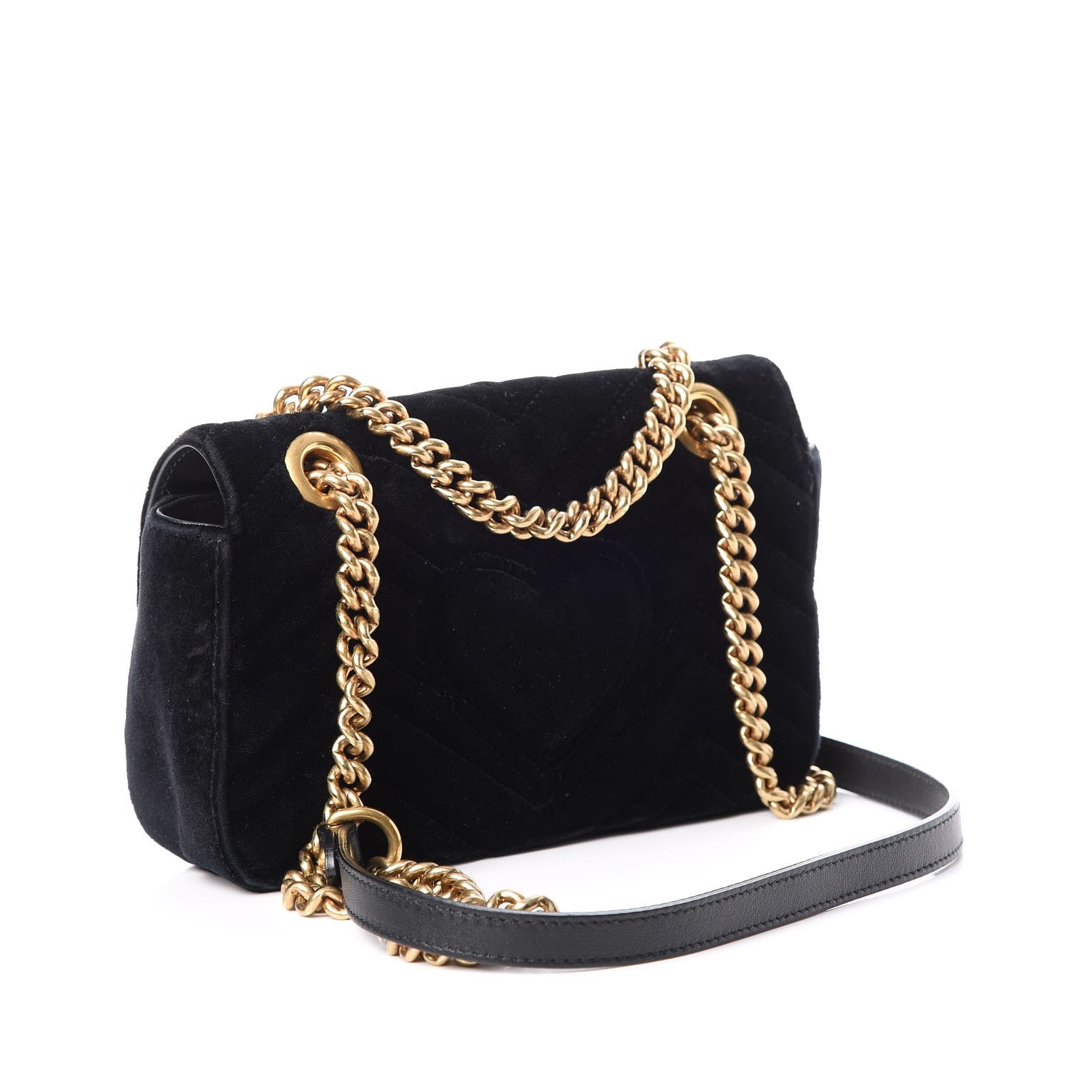 Gucci Velvet Matelasse Mini GG Marmont Shoulder Bag Black 3 of 13